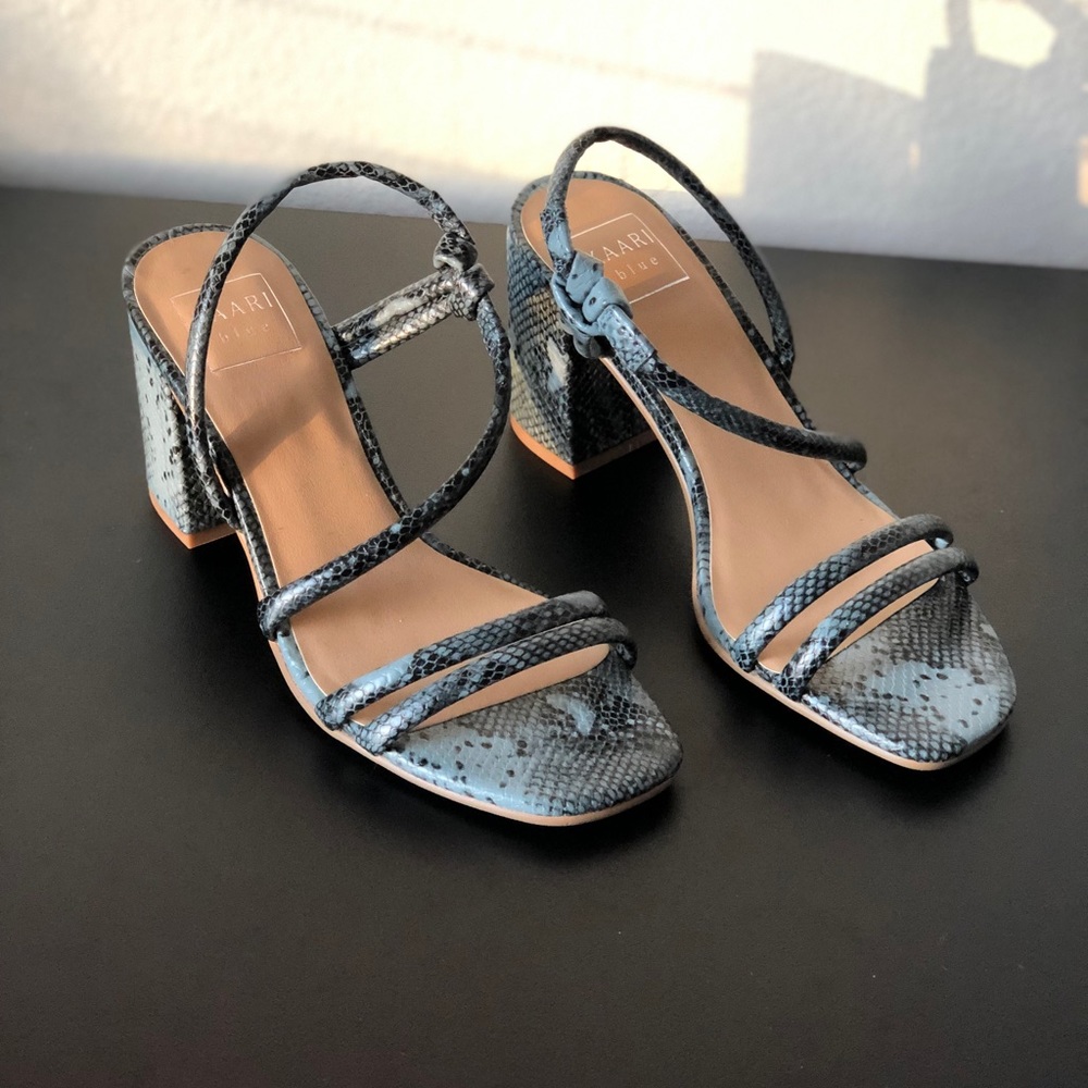 KAARI blue Snake Skin Sandals